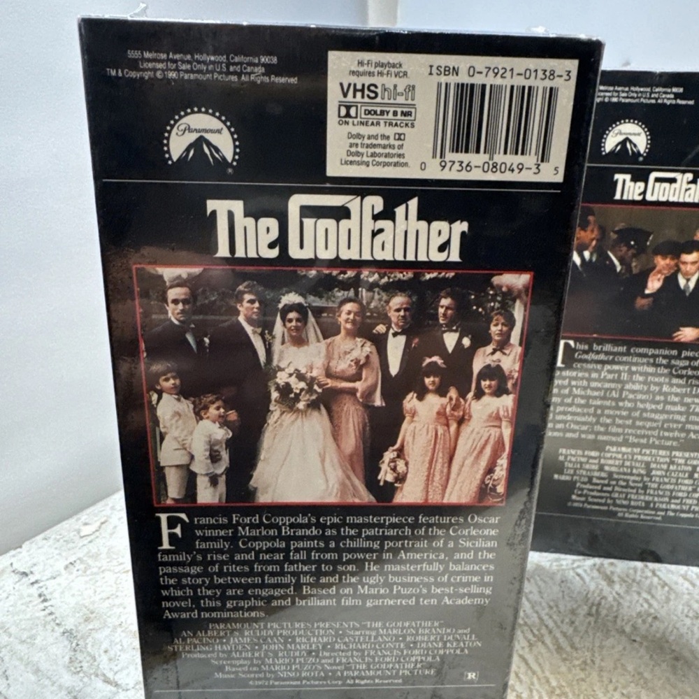 The Godfather Trilogy VHS Set Godfather VHS Lot Watermarked Sealed 1,2&3 - Picture 4 of 7